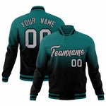 Custom Teal Black Full-Snap Varsity Personalization Gradient Fashion Letterman Jacket | BuyFootballJersey