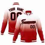 Custom White Red Full-Snap Varsity Personalization Gradient Fashion Letterman Jacket | BuyFootballJersey