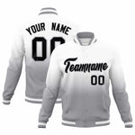 Custom White Gray Full-Snap Varsity Personalization Gradient Fashion Letterman Jacket | BuyFootballJersey
