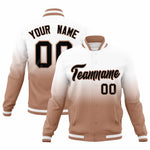 Custom White Light Brown Full-Snap Varsity Personalization Gradient Fashion Letterman Jacket | BuyFootballJersey