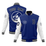 Custom Royal White Raglan Sleeves Full-Snap Varsity Personalized Letterman Baseball Coats Jacket | BuyFootballJersey