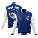 Custom Royal White Raglan Sleeves Full-Snap Varsity Personalized Letterman Baseball Coats Jacket | BuyFootballJersey