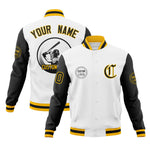 Custom White Black Raglan Sleeves Full-Snap Varsity Personalized Letterman Baseball Coats Jacket | BuyFootballJersey