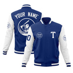 Custom Royal White Raglan Sleeves Full-Snap Varsity Personalized Letterman Baseball Coats Jacket | BuyFootballJersey