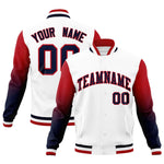 Custom White Navy Red Full-Snap Varsity Raglan Sleeves Gradient Letterman Jacket | BuyFootballJersey