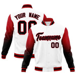 Custom White Black Red Full-Snap Varsity Raglan Sleeves Gradient Letterman Jacket | BuyFootballJersey