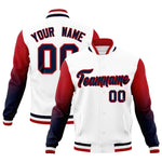 Custom White Navy Red Full-Snap Varsity Raglan Sleeves Gradient Letterman Jacket | BuyFootballJersey