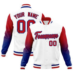 Custom White Red Royal Full-Snap Varsity Raglan Sleeves Gradient Letterman Jacket | BuyFootballJersey