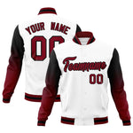 Custom White Crimson Black Full-Snap Varsity Raglan Sleeves Gradient Letterman Jacket | BuyFootballJersey