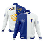 Custom Royal White Varsity Full-Snap Split Letterman Baseball Jacket | BuyFootballJersey