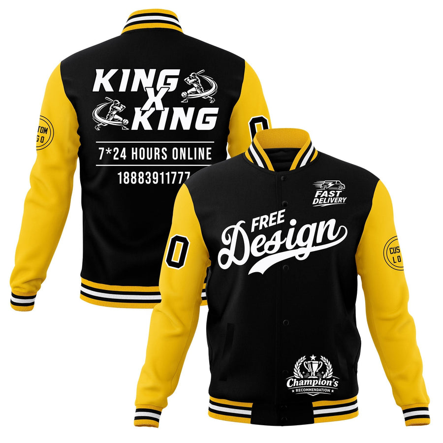 Custom Black Gold White Jacket Classic Style Full-Snap Club & Spirit Wear Wrinkle-Resistant | BuyFootballJersey