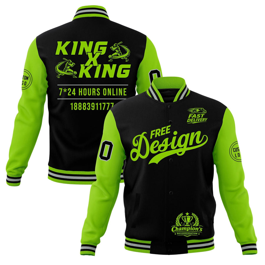 Custom Black Green Gray Jacket Classic Style Full-Snap Club & Spirit Wear Wrinkle-Resistant | BuyFootballJersey