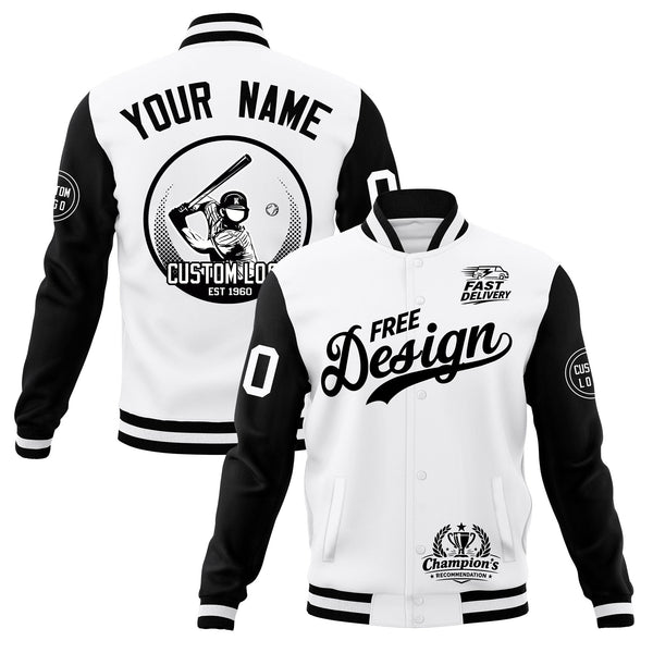 Custom White Black Jacket Classic Style Full-Snap Club & Spirit Wear Breathable | BuyFootballJersey