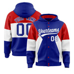 Custom Royal Red-White Color Block Varsity Full-Snap Letterman Jacket Hoodie | BuyFootballJersey