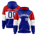 Custom Royal Red-White Color Block Varsity Full-Snap Letterman Jacket Hoodie | BuyFootballJersey