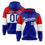 Custom Royal Red-White Color Block Varsity Full-Snap Letterman Jacket Hoodie | BuyFootballJersey