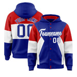Custom Royal Red-White Color Block Varsity Full-Snap Letterman Jacket Hoodie | BuyFootballJersey
