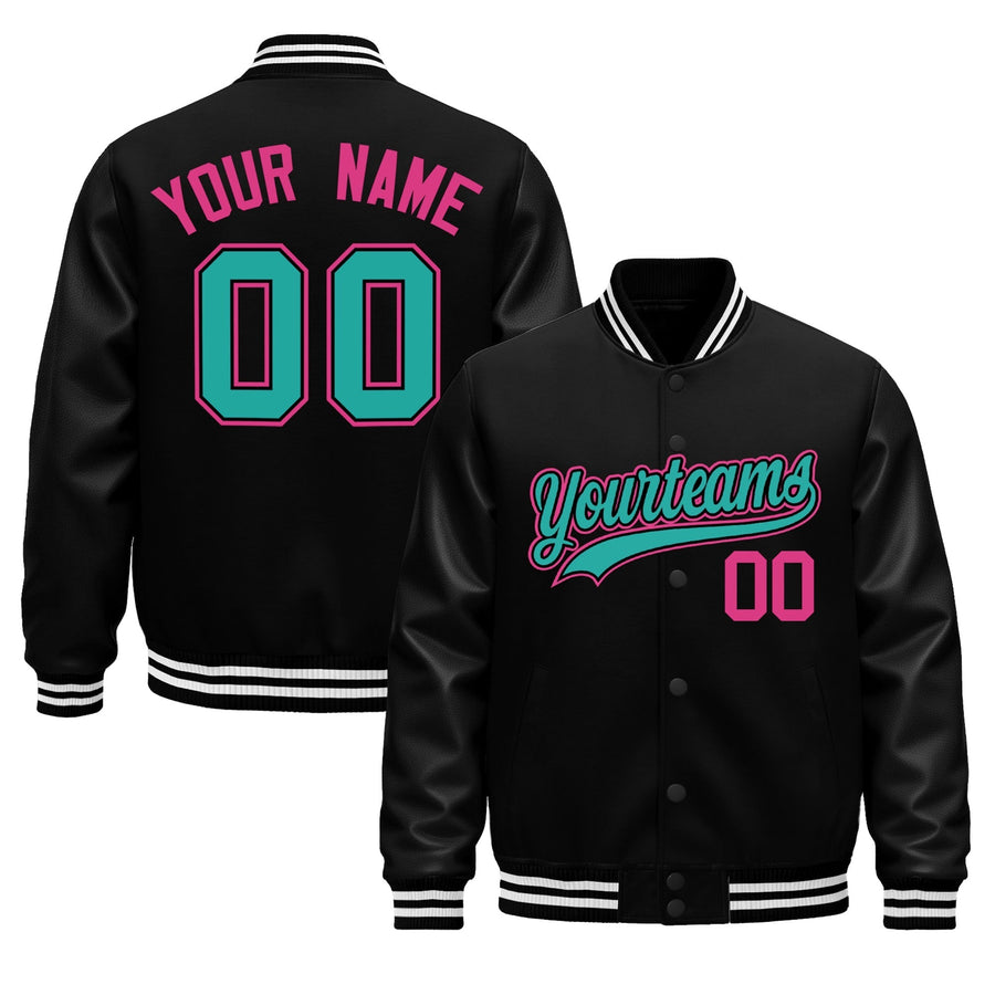 Custom Black White Classic Style Leather Sleeves Wrinkle-Resistant Jacket | BuyFootballJersey