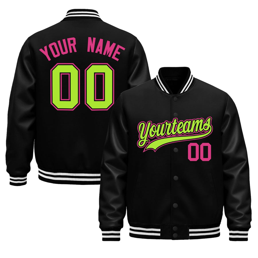 Custom Black White Classic Style Leather Sleeves Wrinkle-Resistant Jacket | BuyFootballJersey