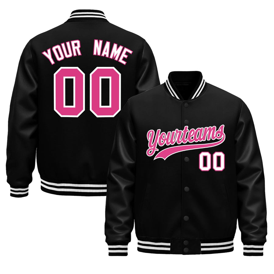Custom Black White Classic Style Leather Sleeves Wrinkle-Resistant Jacket | BuyFootballJersey