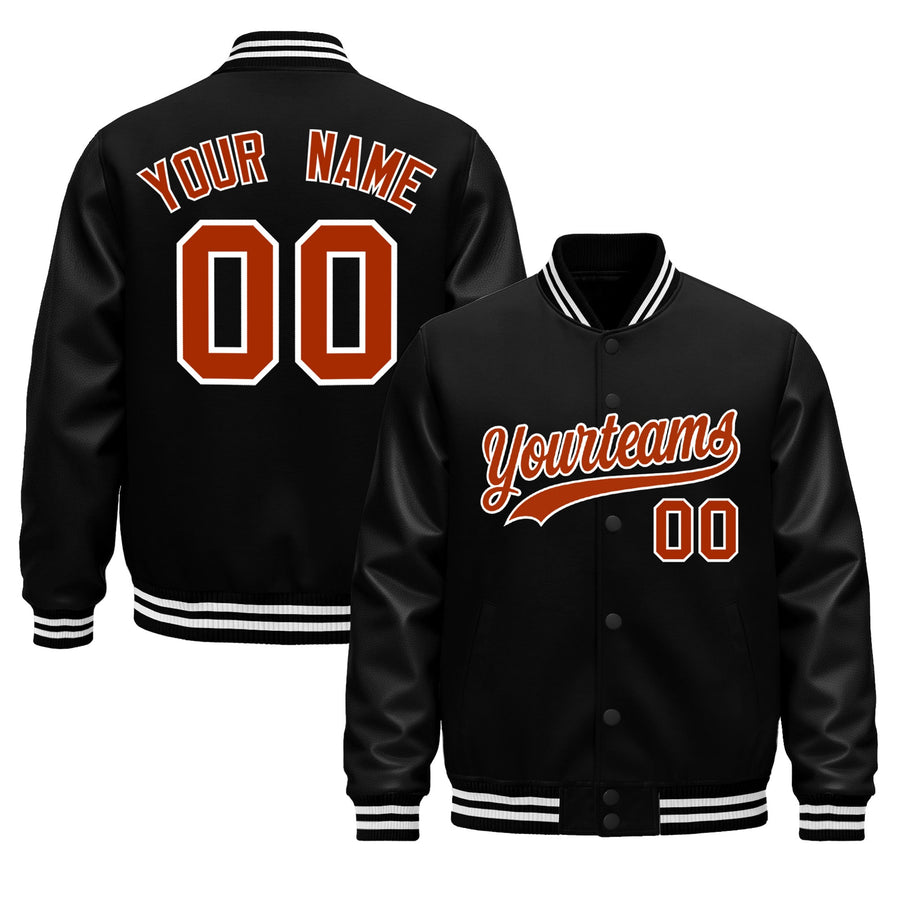 Custom Black White Classic Style Leather Sleeves Wrinkle-Resistant Jacket | BuyFootballJersey