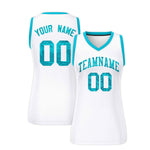 Custom White Sky Blue Women Basketball Jersey Sequined Dress | BuyFootballJersey