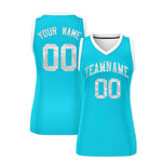 Custom Sky Blue White Women Basketball Jersey Sequined Dress | BuyFootballJersey