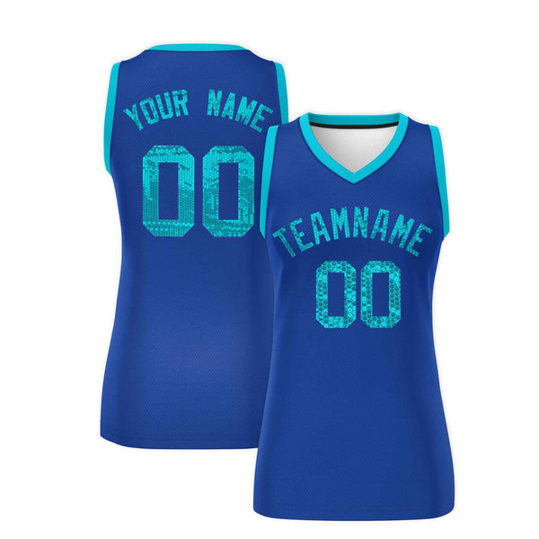 Custom Royal Sky Blue Women Basketball Jersey Sequined Dress | BuyFootballJersey