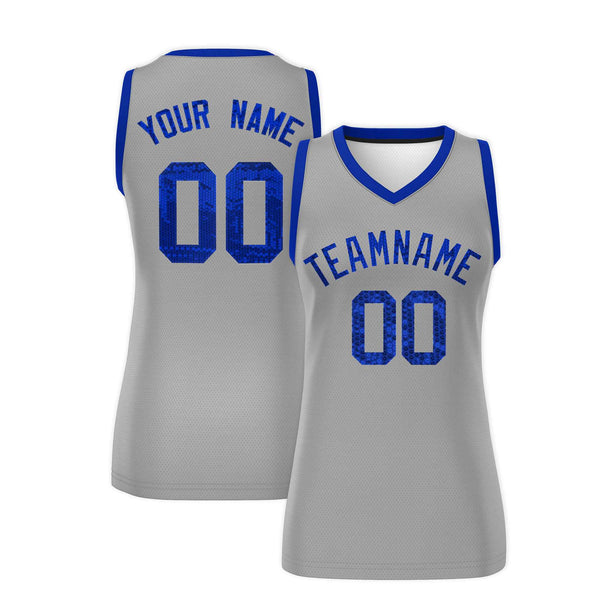 Custom Silver Royal Women Basketball Jersey Sequined Dress | BuyFootballJersey