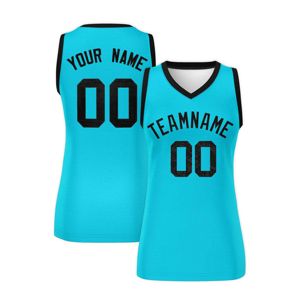 Custom Sky Blue Black Women Basketball Jersey Sequined Dress | BuyFootballJersey