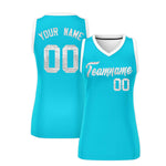 Custom Sky Blue White Women Basketball Jersey Sequined Dress | BuyFootballJersey