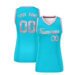 Custom Sky Blue Light Pink Women Basketball Jersey Sequined Dress | BuyFootballJersey