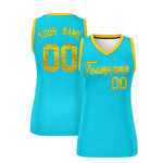 Custom Sky Blue Gold Women Basketball Jersey Sequined Dress | BuyFootballJersey