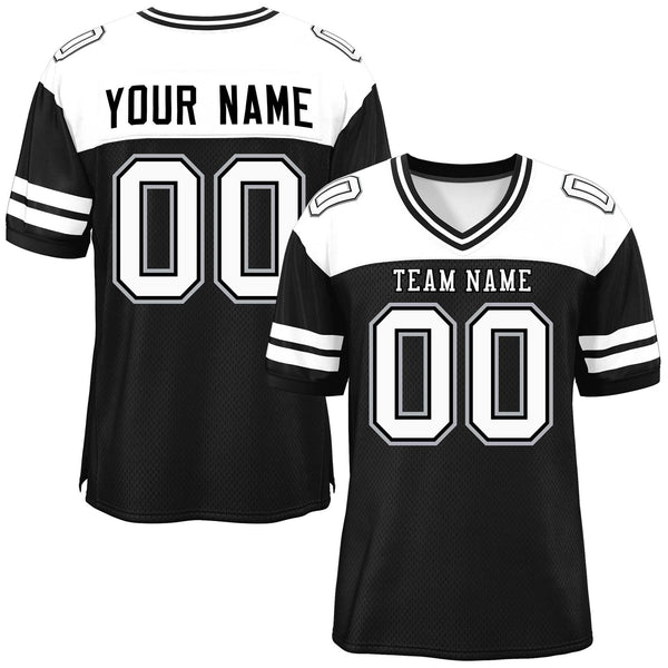 Custom Black White Personalized Color Block Football Jersey | BuyFootballJersey