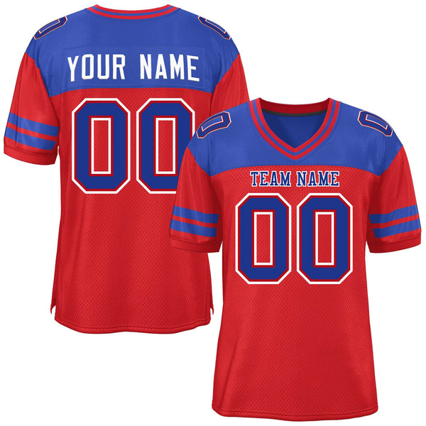 Custom Red Royal Personalized Color Block Football Jersey | BuyFootballJersey