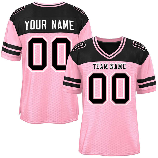 Custom Light Pink Black Personalized Color Block Football Jersey | BuyFootballJersey