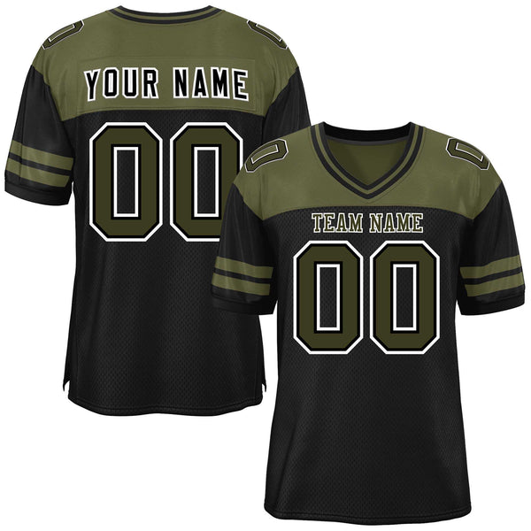 Custom Black Olive Personalized Color Block Football Jersey | BuyFootballJersey
