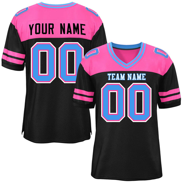 Custom Black Pink Personalized Color Block Football Jersey | BuyFootballJersey
