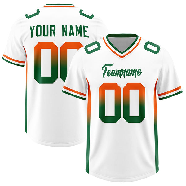 Custom White Orange and Kelly Green Sides Gradient Fashion Personalized Team Football Jersey | BuyFootballJersey