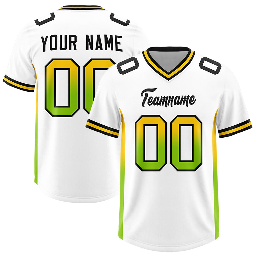 Custom White Gold Sides Gradient Fashion Personalized Team Football Jersey | BuyFootballJersey
