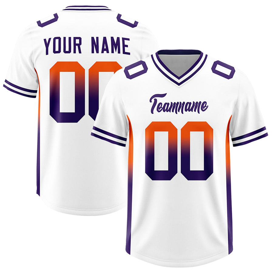 Custom White Orange and Purple Sides Gradient Fashion Personalized Team Football Jersey | BuyFootballJersey