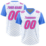 Custom White Powder Blue Personalized Star Pattern Raglan Sleeves Football Jersey | BuyFootballJersey