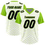Custom White Neon Green Personalized Star Pattern Raglan Sleeves Football Jersey | BuyFootballJersey