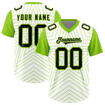 Custom White Neon Green Personalized Star Pattern Raglan Sleeves Football Jersey | BuyFootballJersey