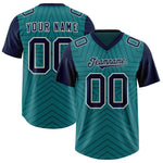 Custom Aqua Navy Personalized Star Pattern Raglan Sleeves Football Jersey | BuyFootballJersey
