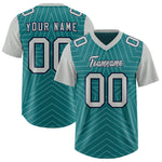 Custom Aqua Gray Personalized Star Pattern Raglan Sleeves Football Jersey | BuyFootballJersey