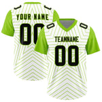 Custom White Neon Green Personalized Star Pattern Raglan Sleeves Football Jersey | BuyFootballJersey
