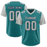 Custom Aqua Gray Personalized Star Pattern Raglan Sleeves Football Jersey | BuyFootballJersey