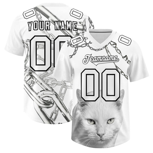 Custom White Graffiti Pattern Chains Football Jersey | BuyFootballJersey