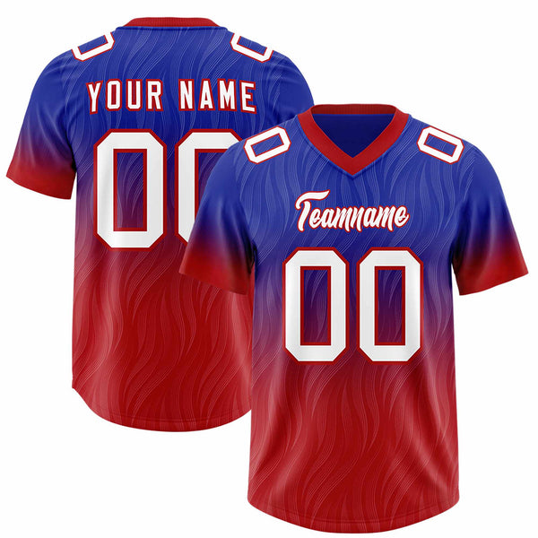 Custom Royal Red Gradient Fashion Outdoor Football Jersey | BuyFootballJersey